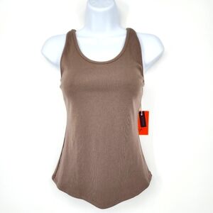 Freely NWT Deep Taupe Alexa Tank Womens Small‎ Ribbed Activewear Yoga Workout
